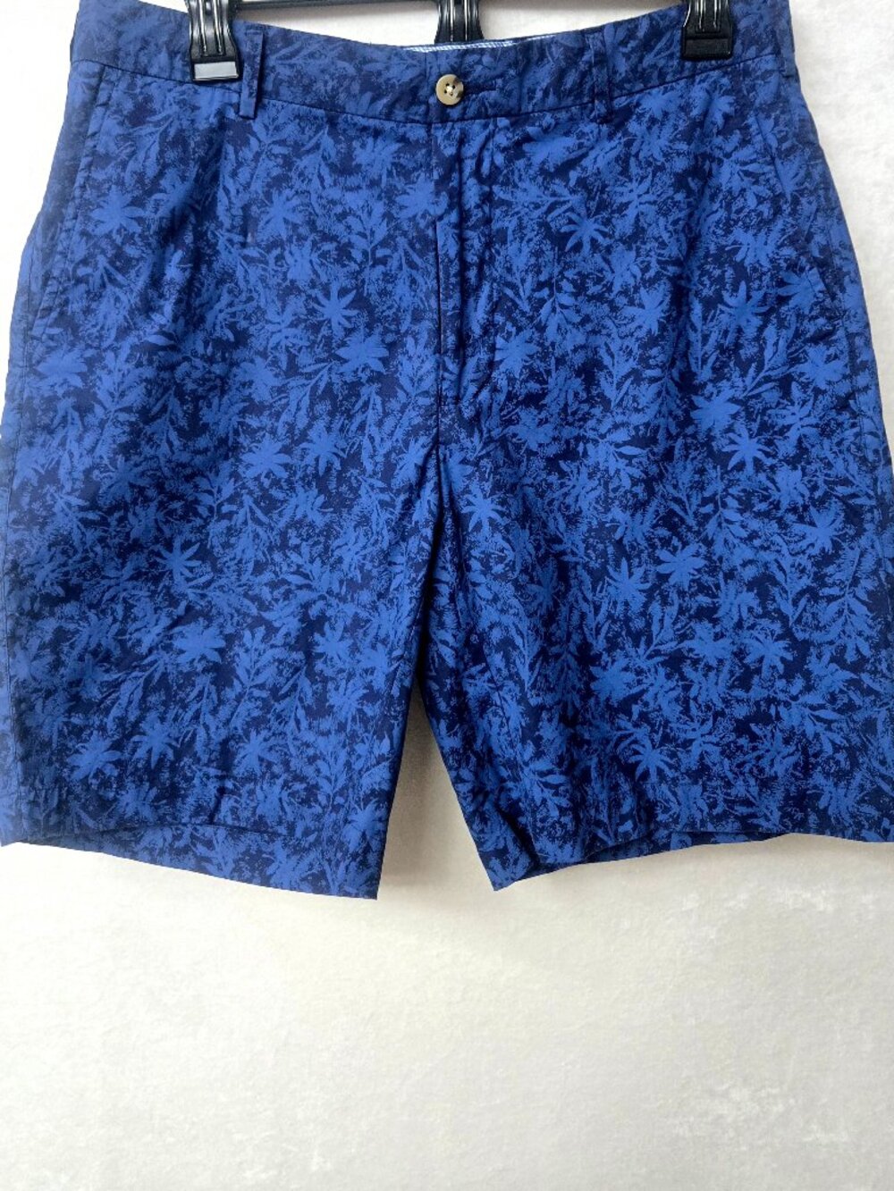 Peter Millar Shorts Seaside Palms Stretch Size 32 Poplin Blue Golf Luxury Sport